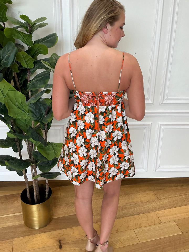 Alice + Olivia orange floral spaghetti strap mini dressDress