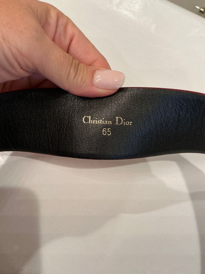 Dior vintage burgundy suede belt with gold/silver buckle