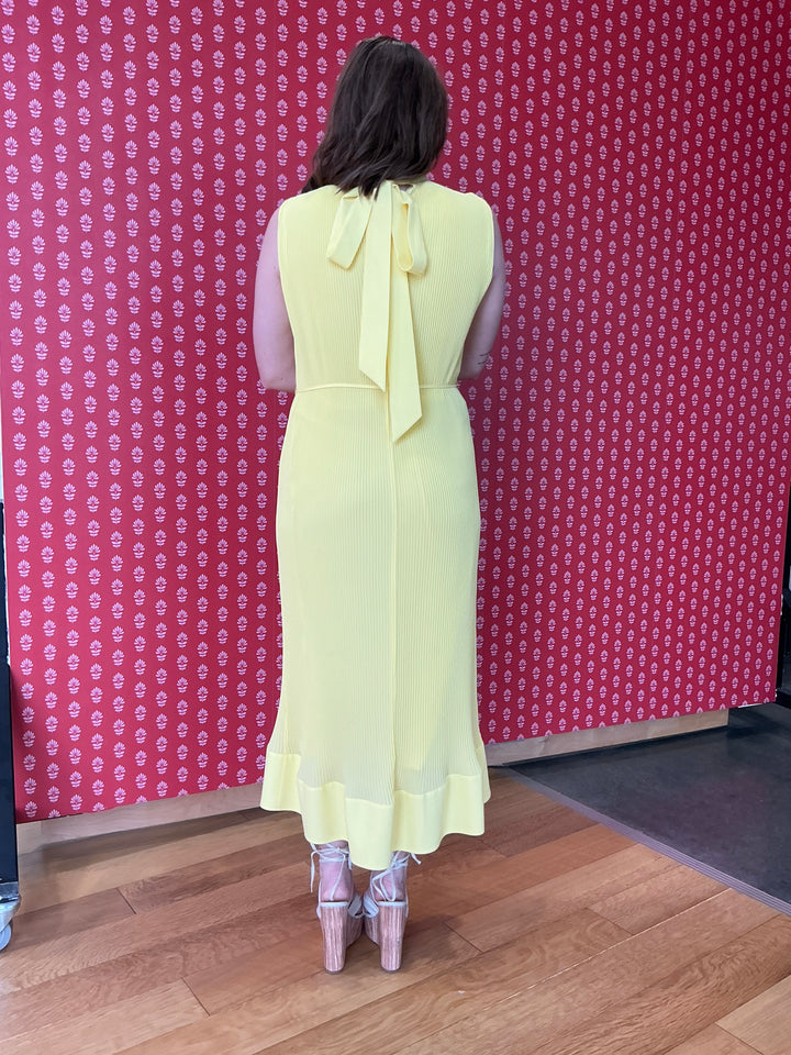 Milly Plisse yellow midi dress